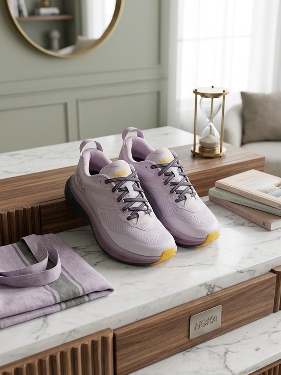 Hoka One One Shoes - Hoka One One Lavender Running Shoes with Yellow Accents
